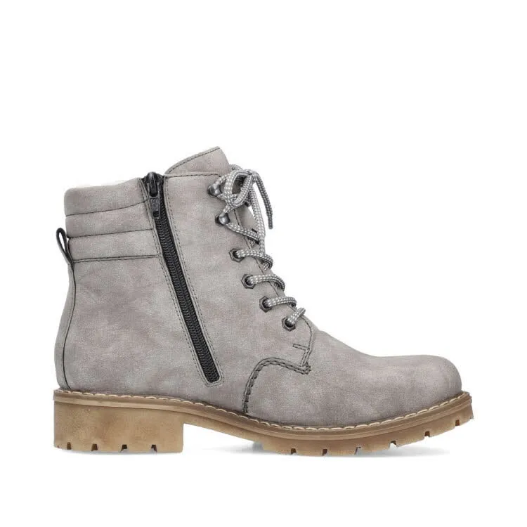 Rieker HWK Stiefel Damen Schnürstiefel Stiefelette grau