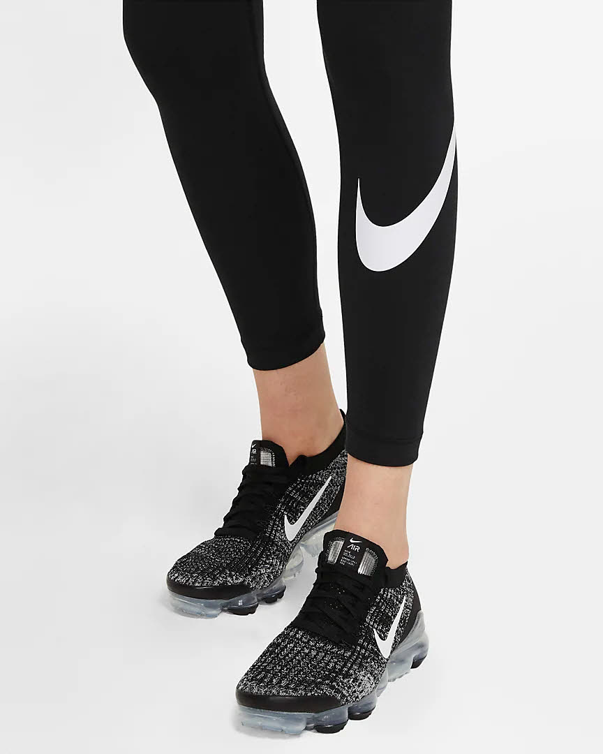 NIKE SPORTSWEAR ESSENTIAL Damen Sporttights Lauftights schwarz/weiß NEU
