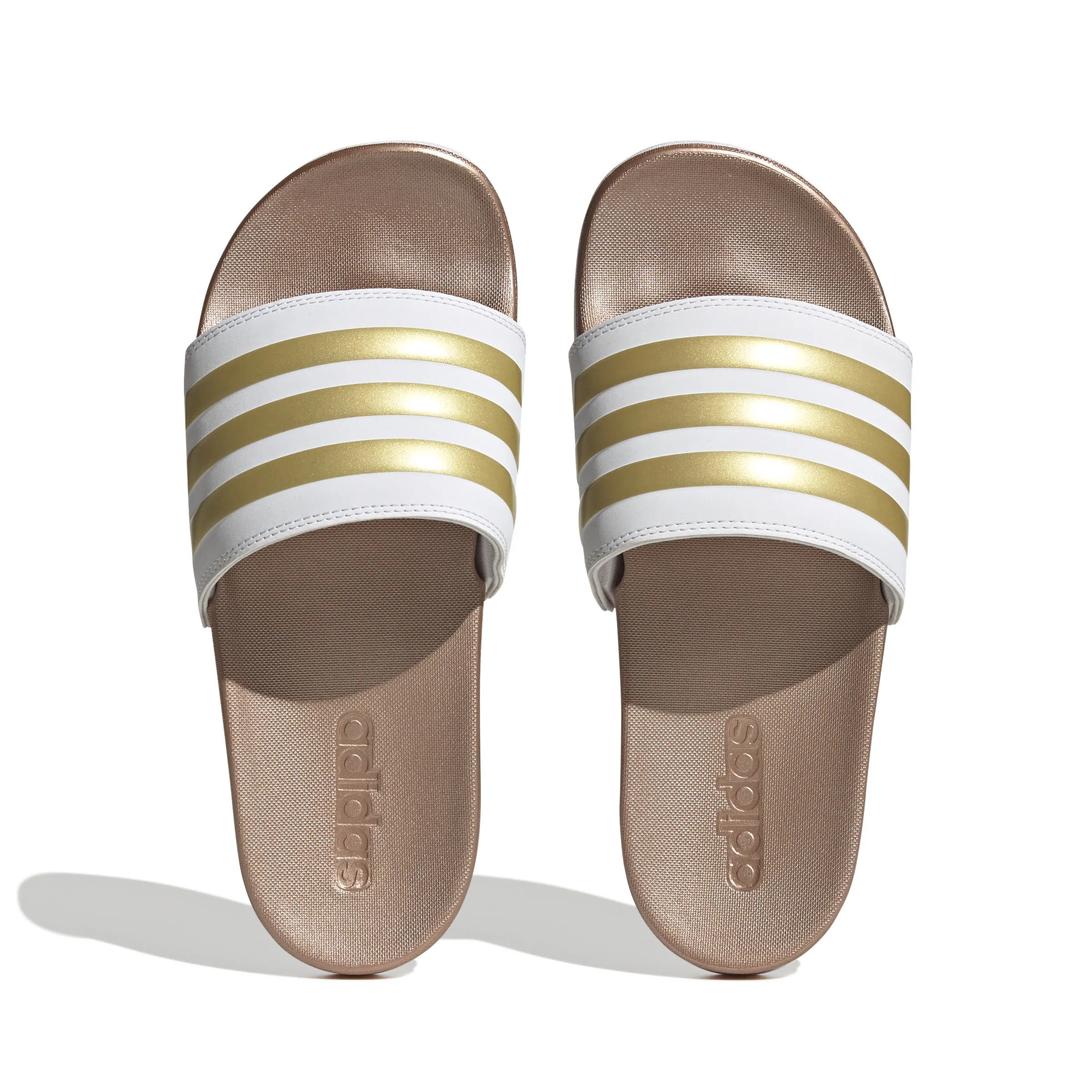 adidas Adilette Comfort Damen Badeschuh Gold Weiß