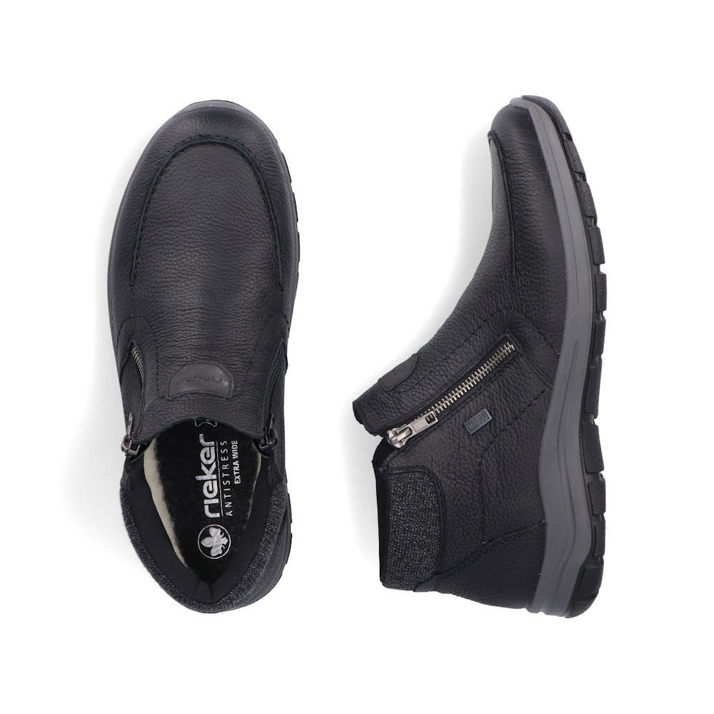 Rieker Kurzstiefel Herren Freizeitstiefel Slipper gefüttert schwarz