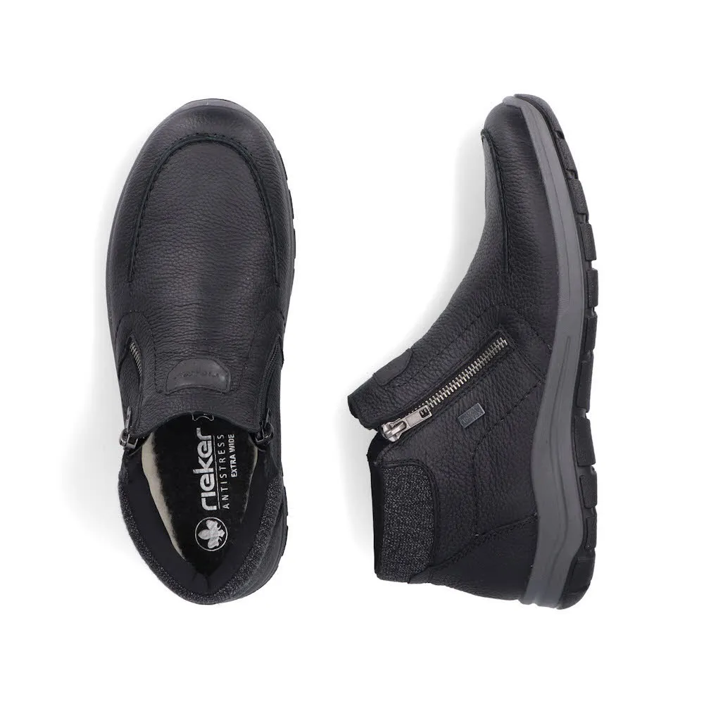 Rieker Kurzstiefel Herren Freizeitstiefel Slipper gefüttert schwarz