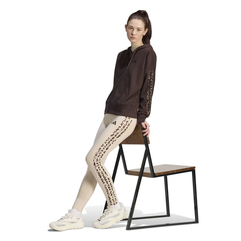adidas ESSENTIALS ANIMAL PRINT Damen Hoodie Kapuzenjacke braun leo-print