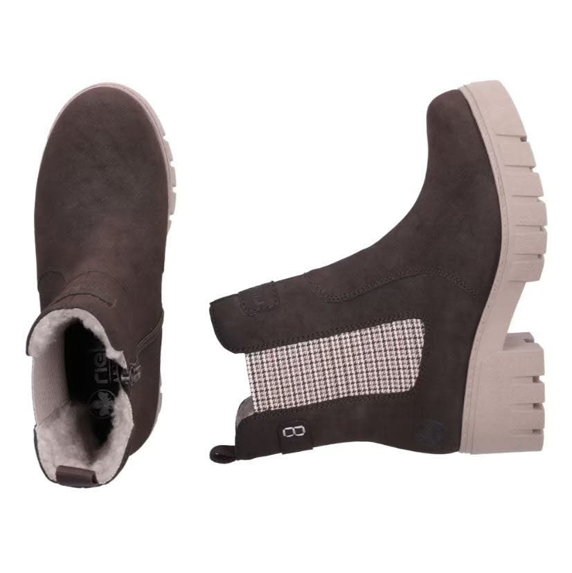 Rieker Damen Stiefel Stiefeletten Kurzstiefel mit Reißverschluss braun