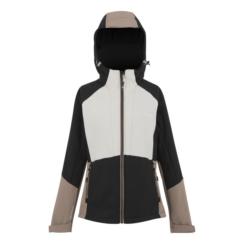 Regatta Desoto Damen Softshelljacke Outdoorjacke schwarz/weiß/beige