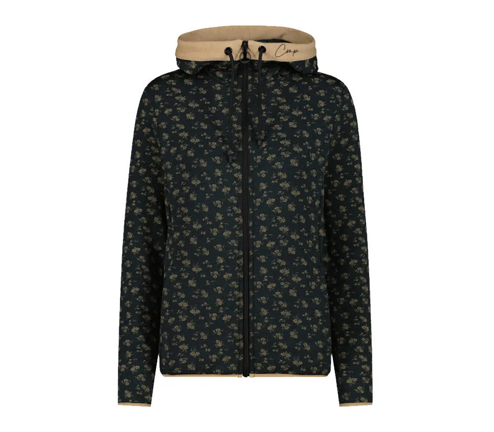 CMP WOMAN JACKET FIX HOOD Damen Fleecejacke schwarz/braun