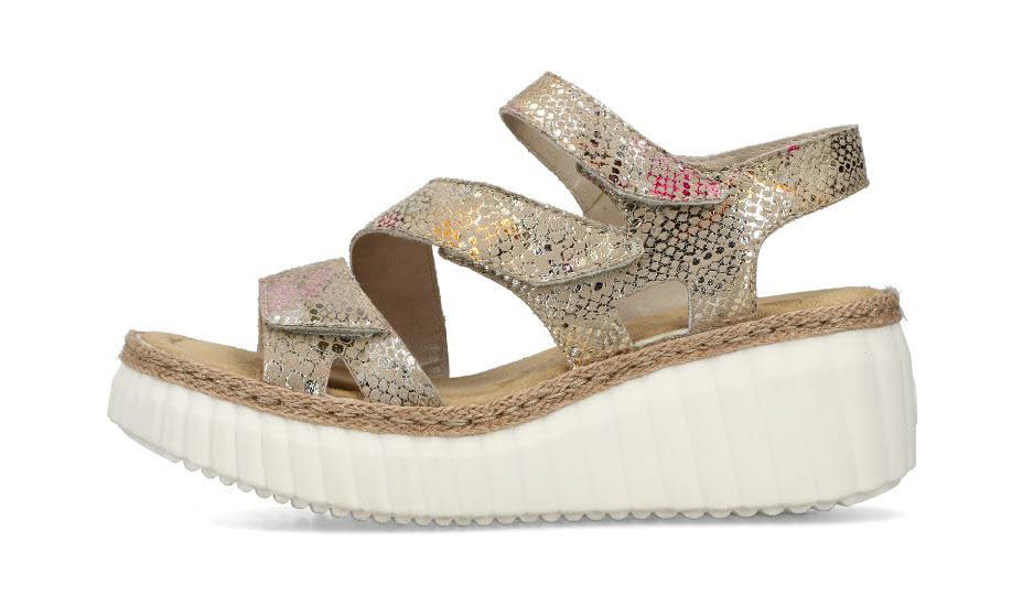 Rieker Damen Sandalette Keilsandalette multi-bronzemetallic