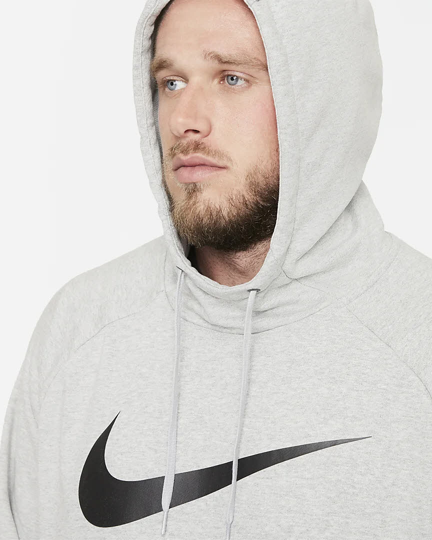 Nike DRI-FIT MEN'S PULLOVER Sportswear Herren Hoodie Kapuzenpullover Grau NEU