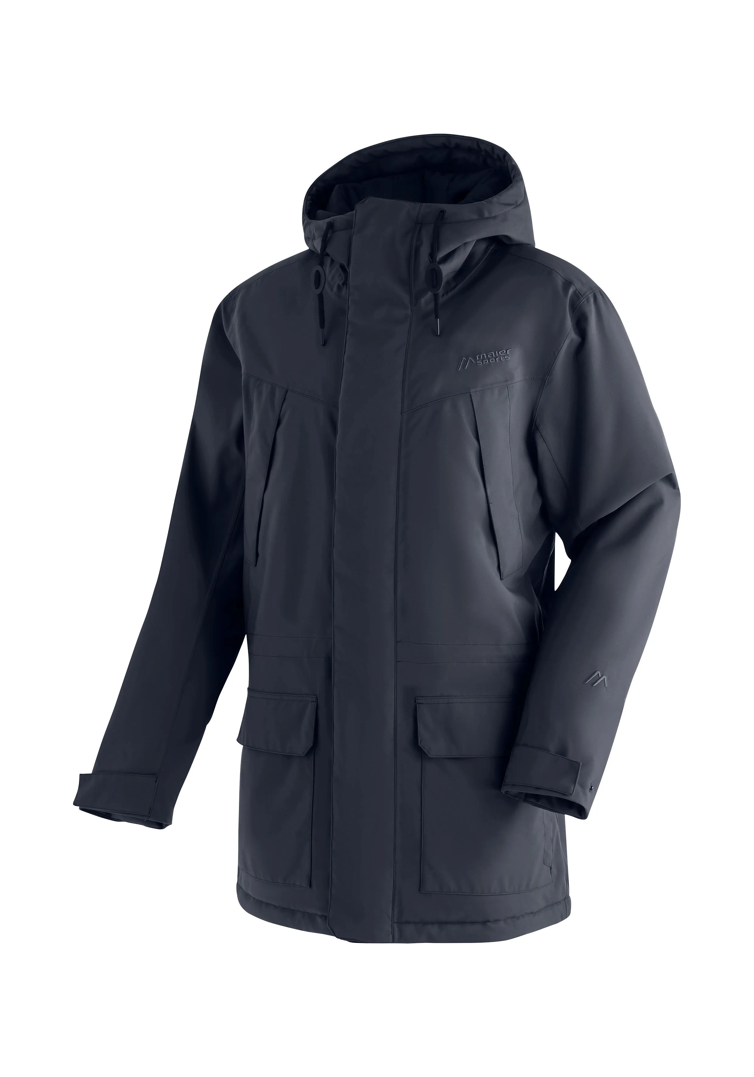 Maier Sports Herren Freizeitmantel Kapuzenjacke Outdoorjacke schwarz