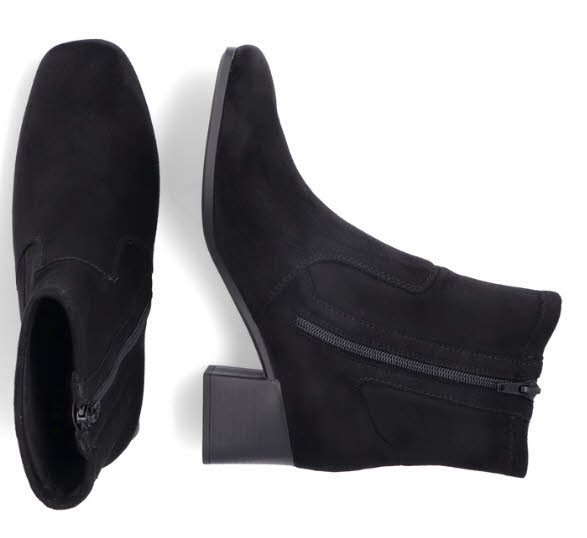 Rieker Damen Stiefeletten Slipper Modeschuh Absatzschuh schwarz