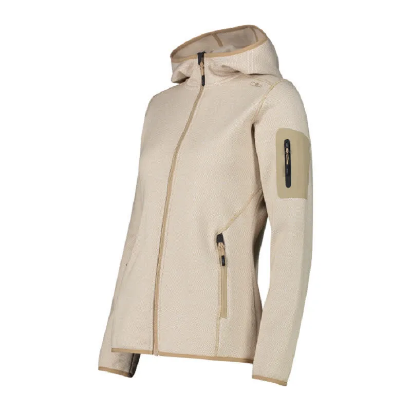 CMP WOMAN JACKET FIX HOOD Damen Fleecejacke Outdoorweste B.CO GESSO-SESAMO