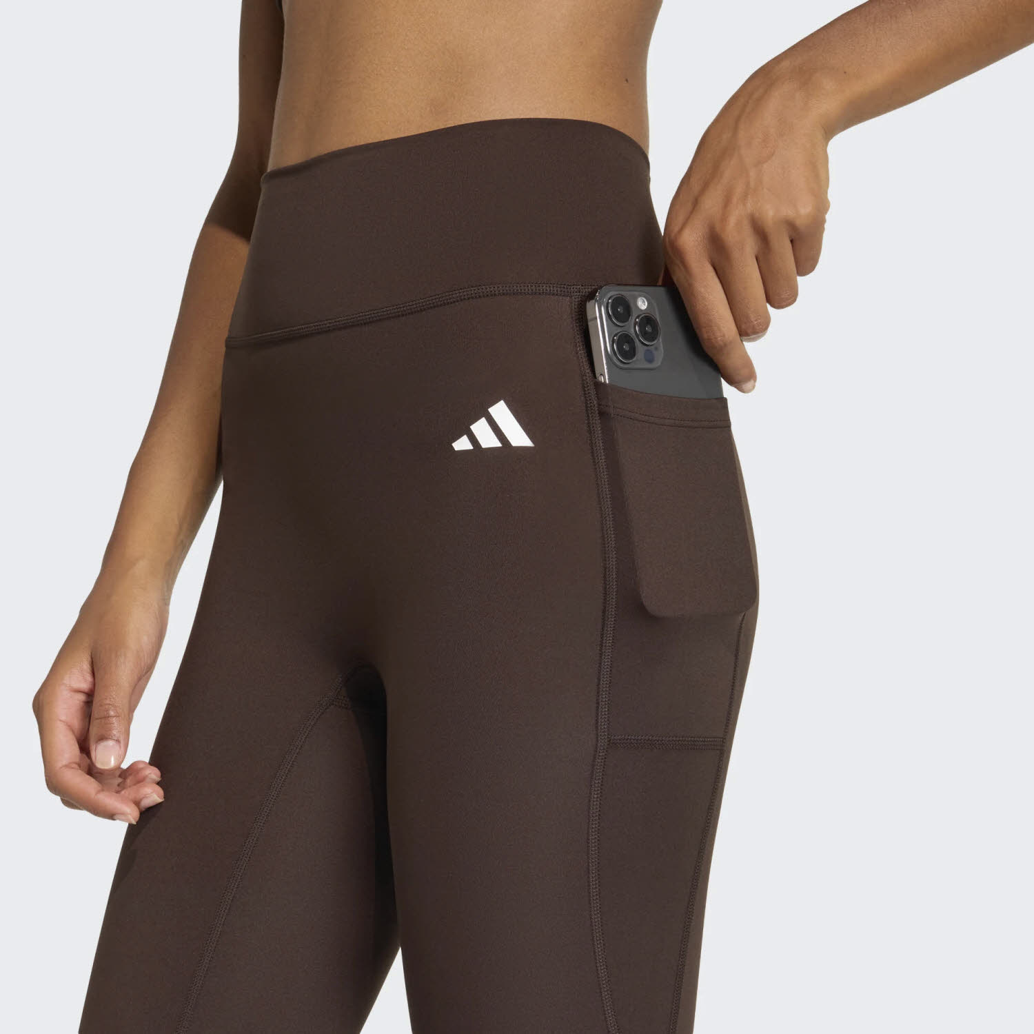adidas Optime Essentials Workout Damen Leggings Sporthose braun