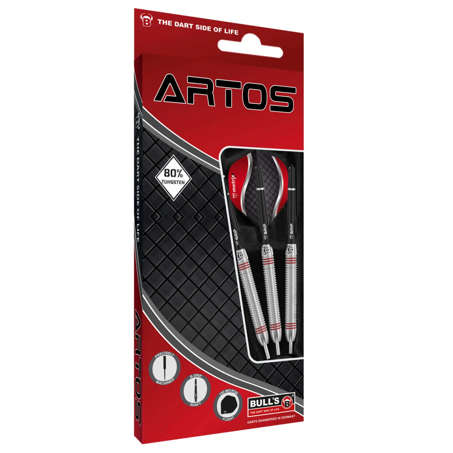 BULL'S Artos AR3 Steeldart Red 80% Tungsten Dartpfeile 24g schwarz/rot