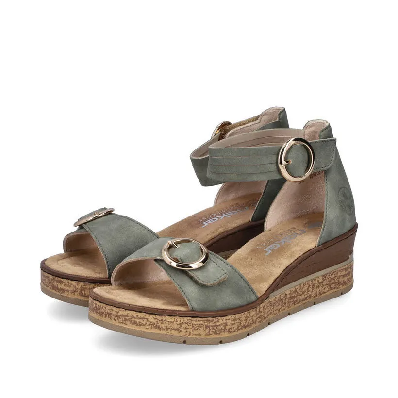 Rieker FSK Damen Keilsandaletten Sandalen hellgrün