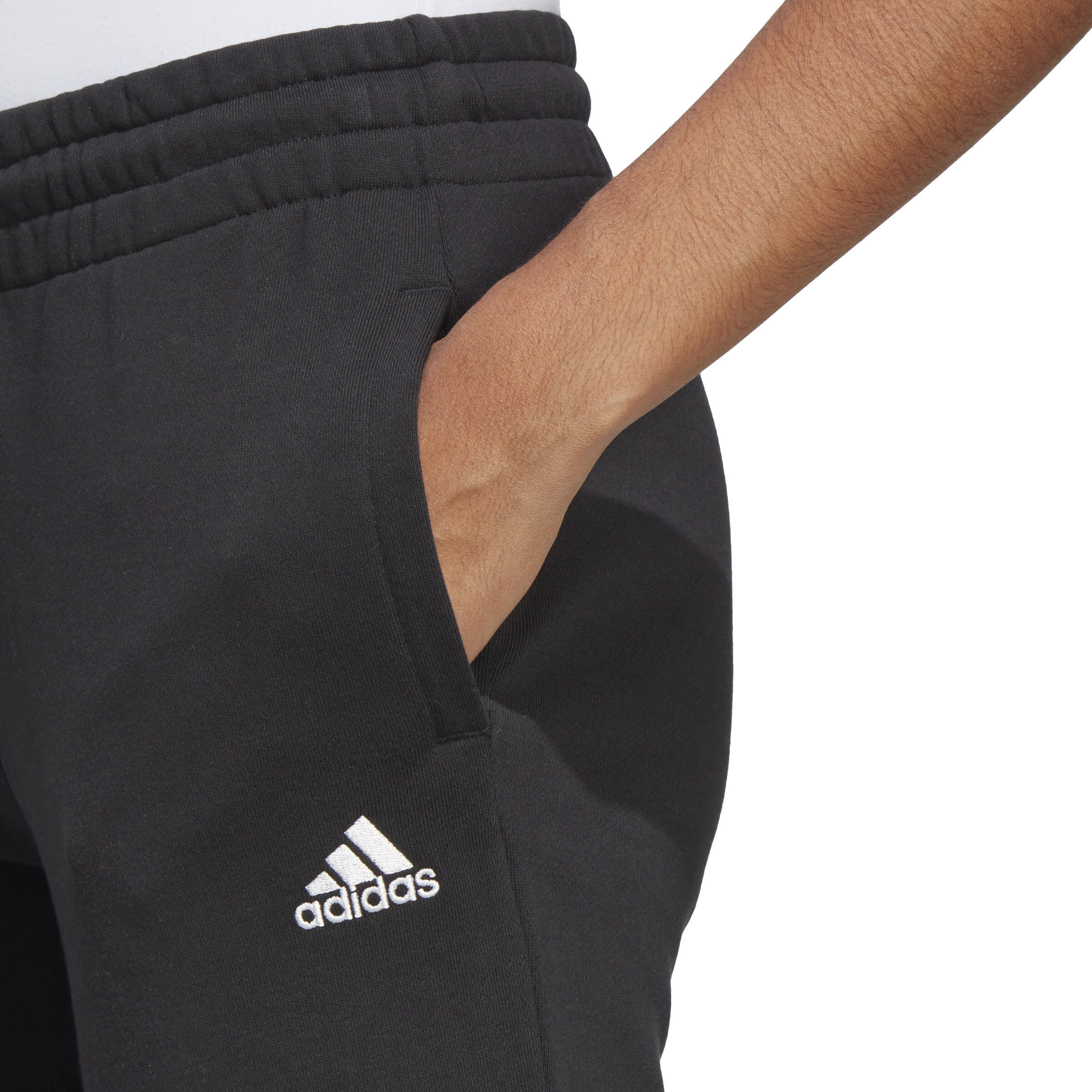 Adidas Essentials Linear French Terry Cuffed Hose Weitenregulierbar Baumwolle Damen Schwarz
