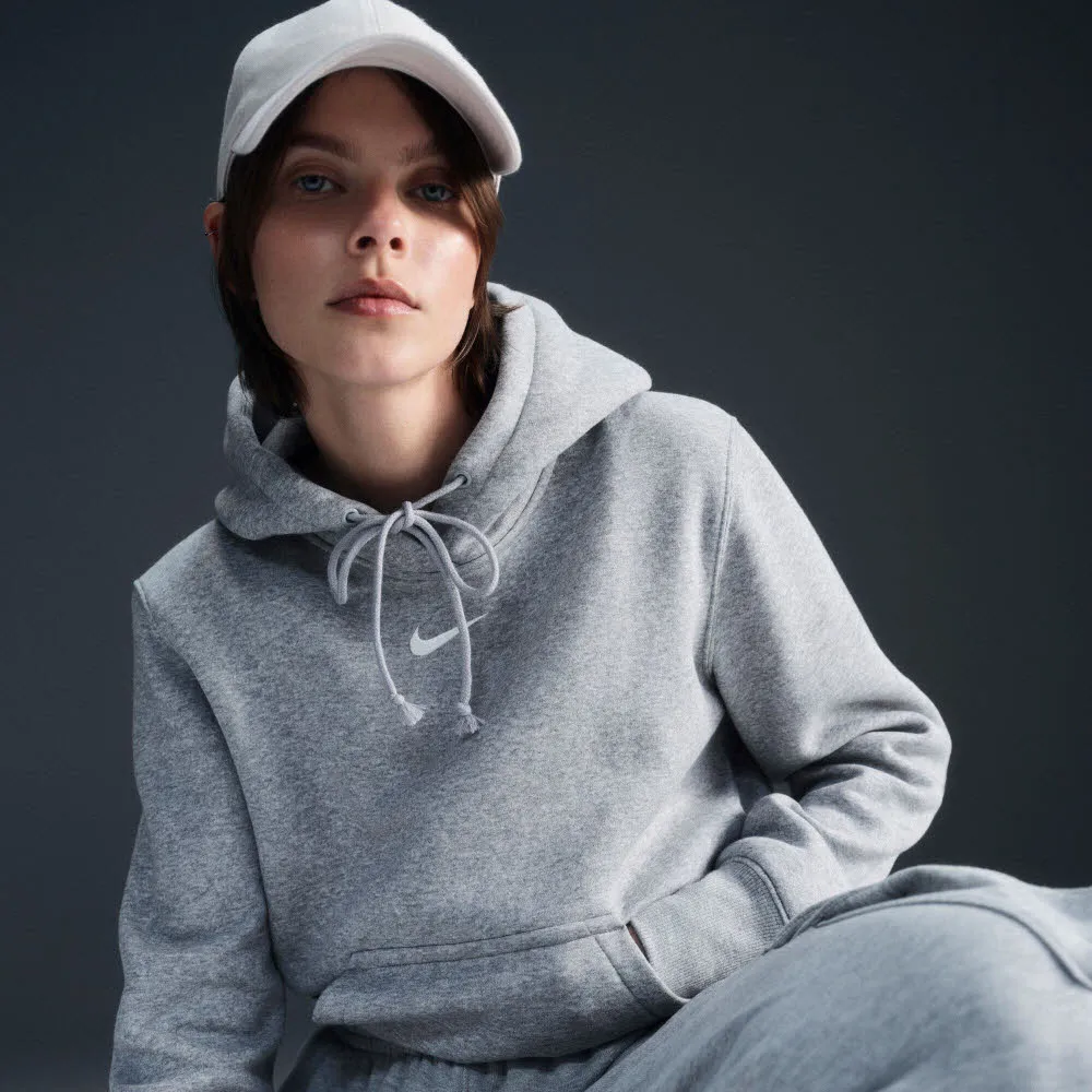 Nike Sportswear Phoenix Fleece Damen Hoodie Kapuzenpullover dark grey heather/sail