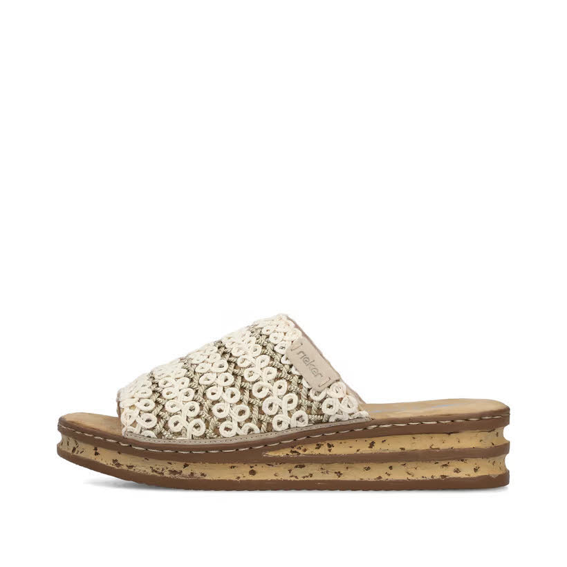 Rieker FSK Damen Pantoletten Sandalen beige