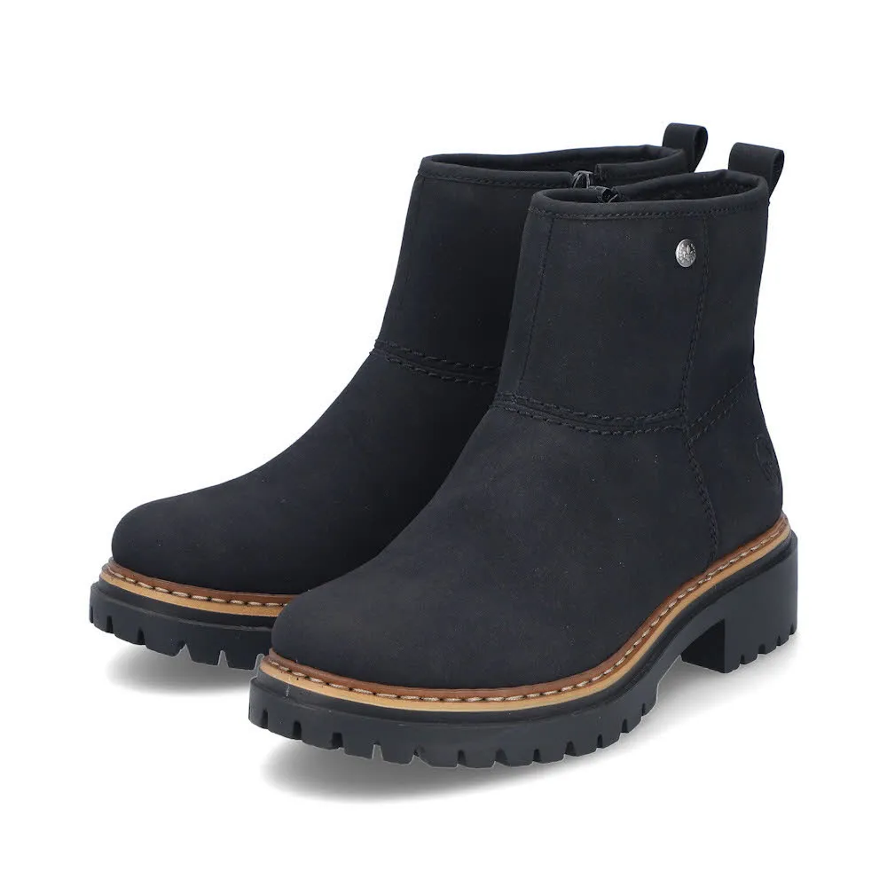 Rieker Kurzstiefel Damen Freizeitstiefel Stiefelette gefüttert schwarz