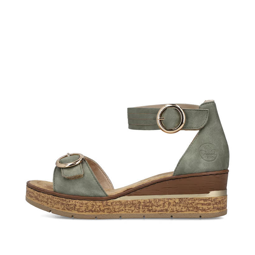 Rieker FSK Damen Keilsandaletten Sandalen hellgrün