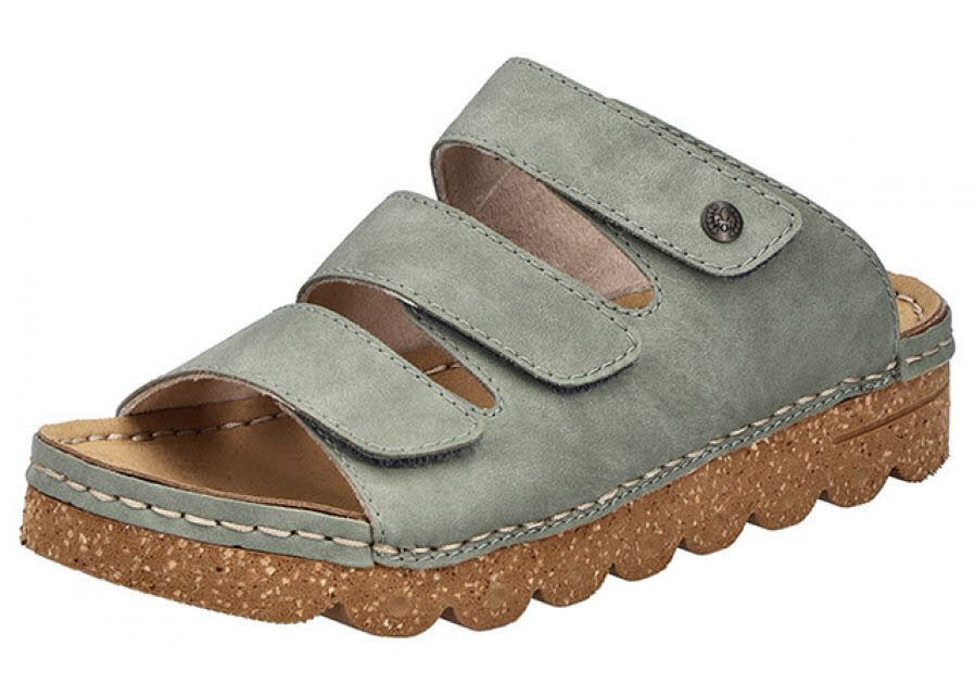 Rieker FSK Damen Pantoletten Sandalen Hausschuhe hellgrün
