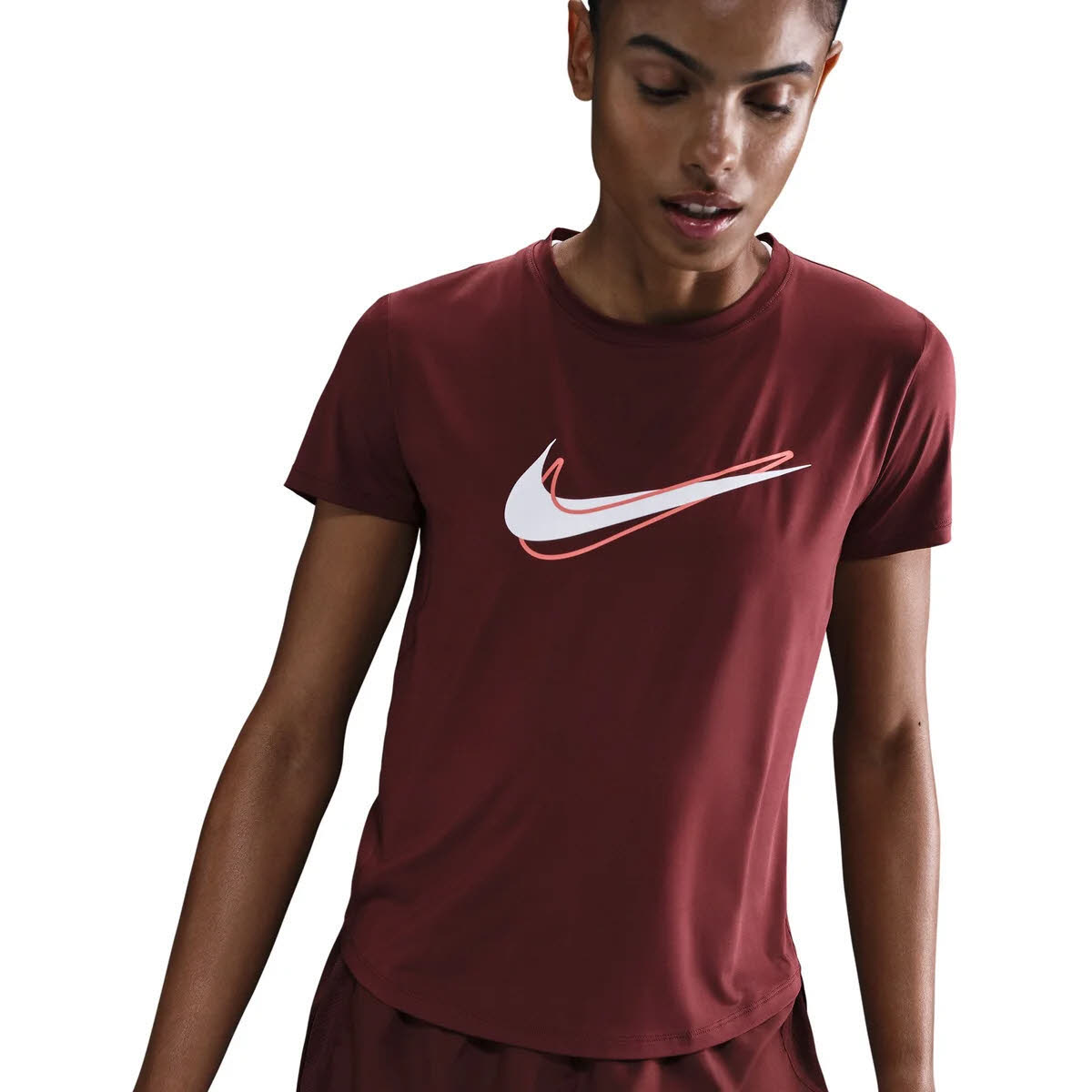 NIKE One Swoosh Dri-FIT kurzarm Laufshirt Damen rot
