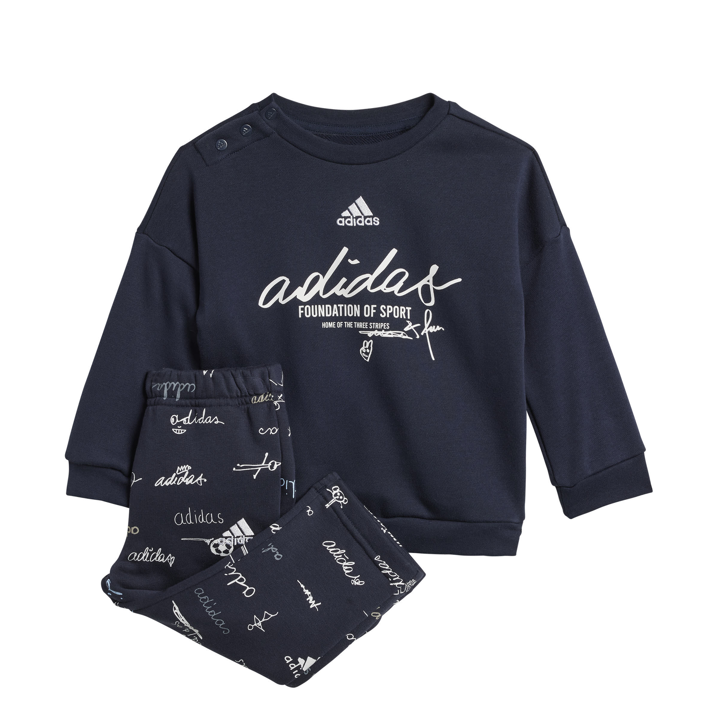adidas Brand Love Kids Jogginganzug Pullover Jogginghose Kinder dunkelblau