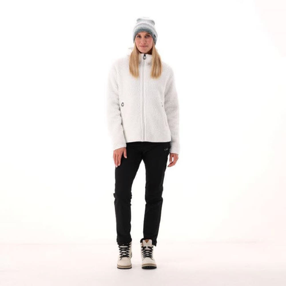 CMP Sweatshirt Damen Fleecejacke Kapuzenjacke weiß