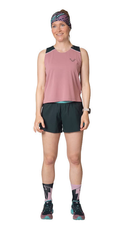 Dynafit Sky Crop Top Running Laufshirt Damen rosa grau