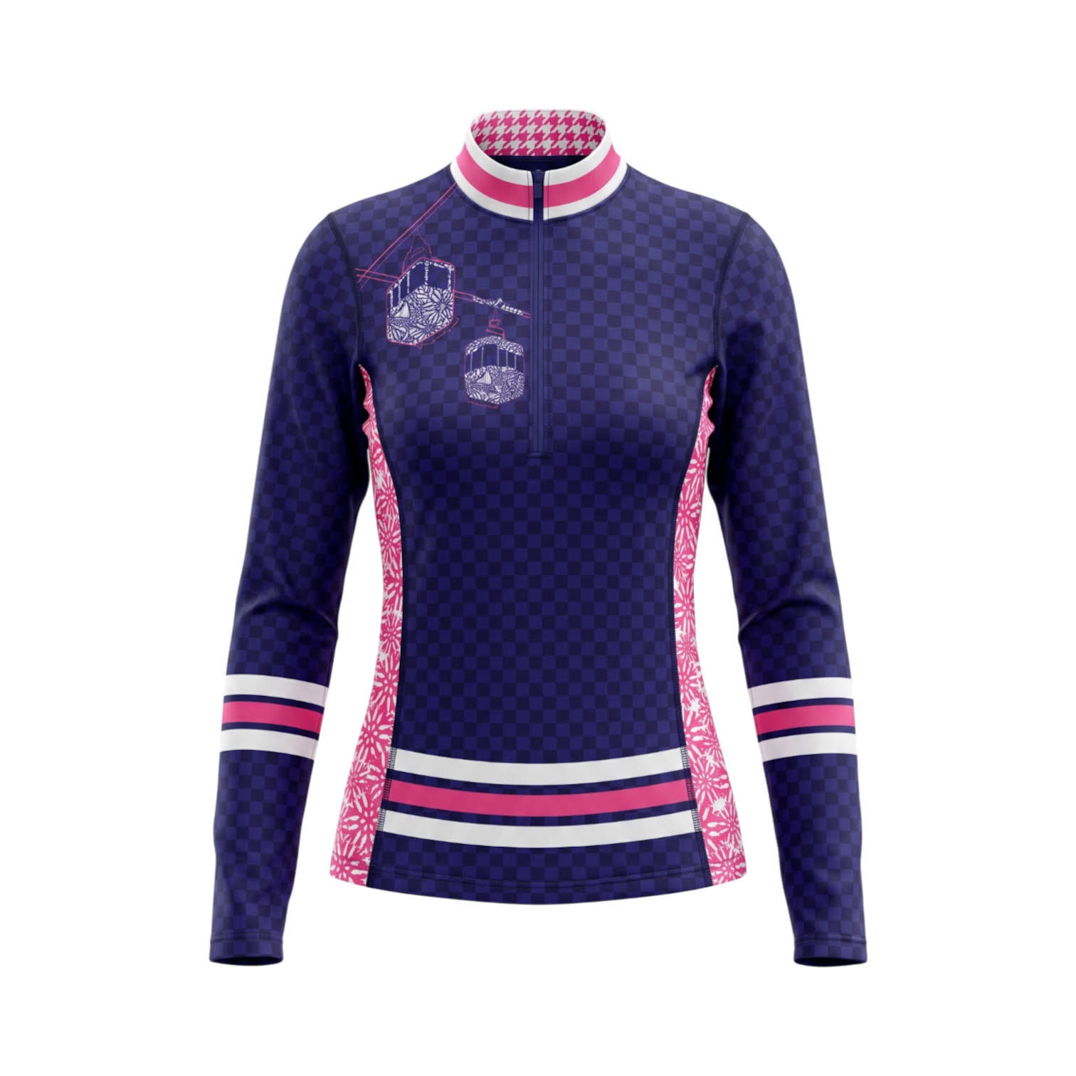 FreiSein Project SPEEDGONDULA Damen Skirolli Midlayer Funktionsshirt pink gemustert