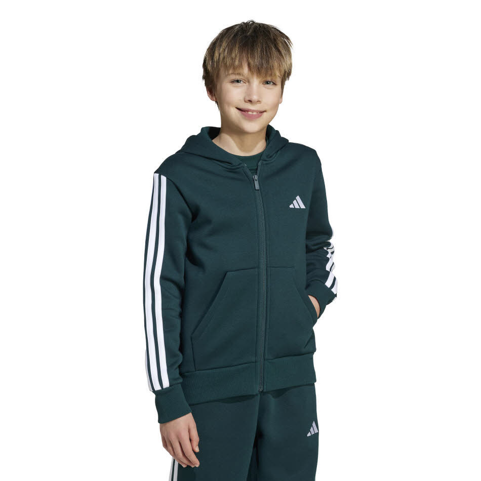 adidas Essentials Kinder Kapuzenjacke blau/weiß