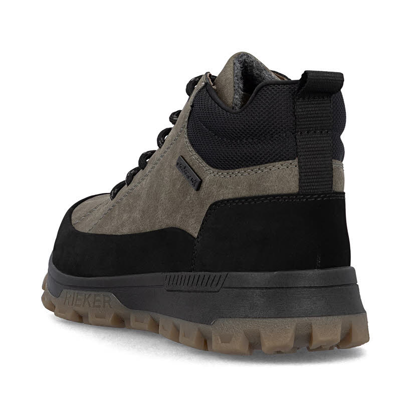 Rieker Herren Schnürstiefel Stiefelette schwarz-grau