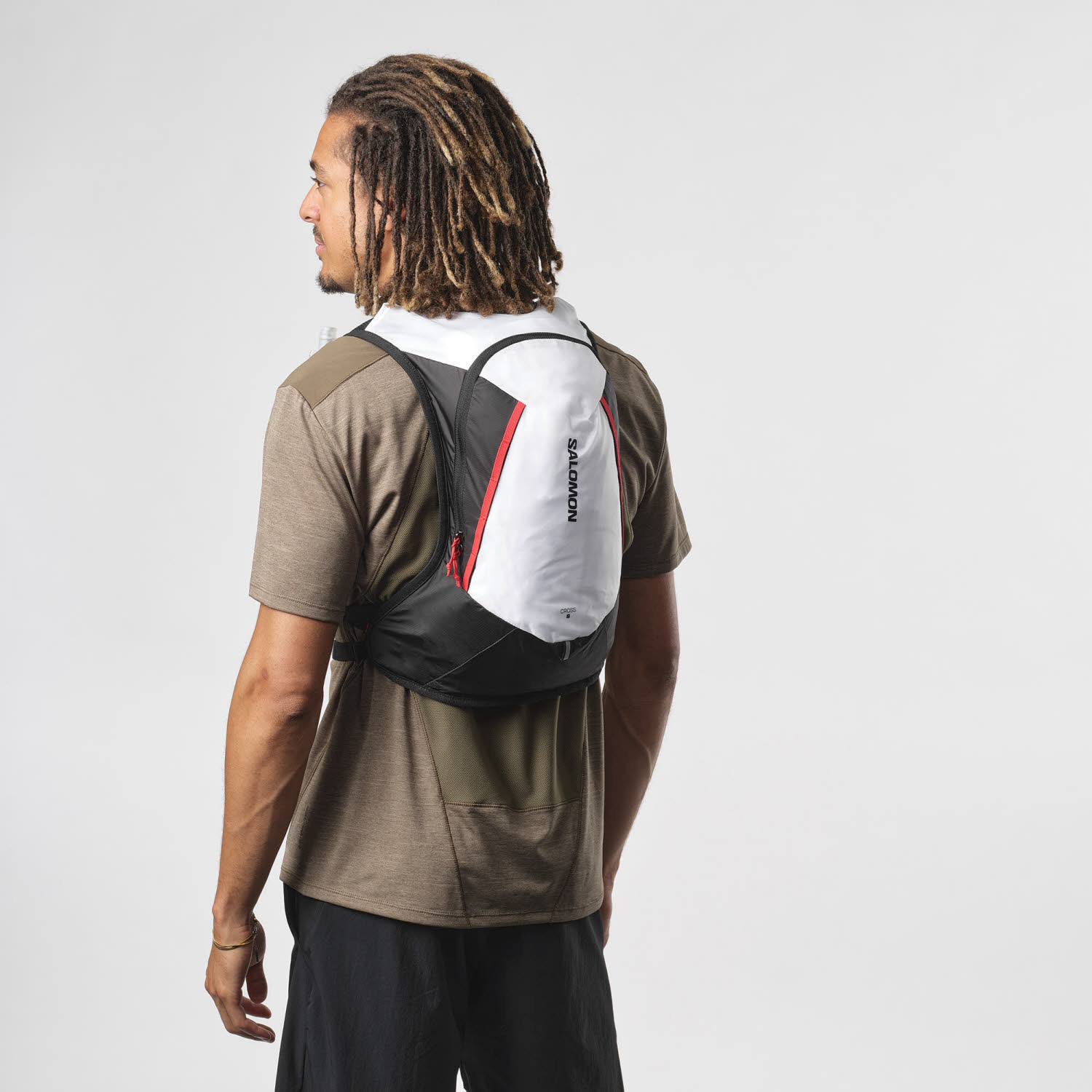 Salomon CROSS 8 Unisex Laufrucksack Trinkrucksack weiß/schwarz