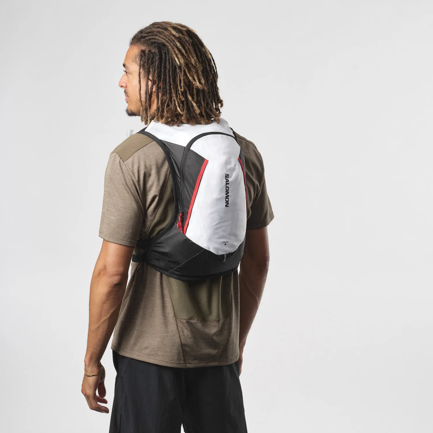 Salomon CROSS 8 Unisex Laufrucksack Trinkrucksack weiß/schwarz