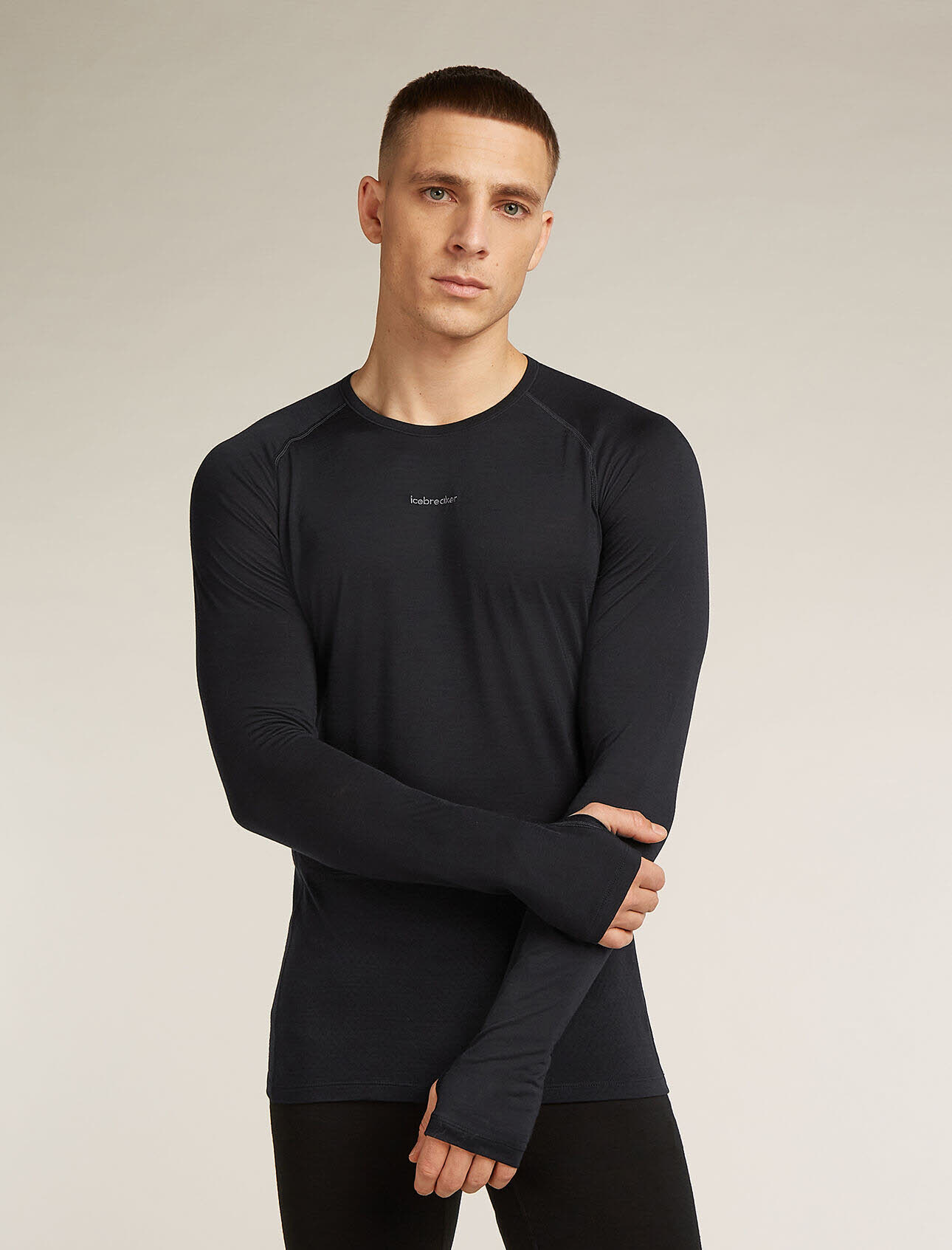 Icebreaker Merinomix 125 ZoneKnit™ Thermo-Langarmshirt Rundhalsausschnitt Herren schwarz