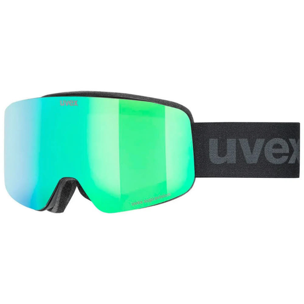 uvex pwdr FM Kinder Skibrille Snowboardbrille black matt/mirror green