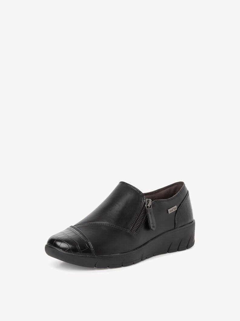 Jana Slipper mit Reißverschluss Komfort Modisch Damen Schwarz NEU