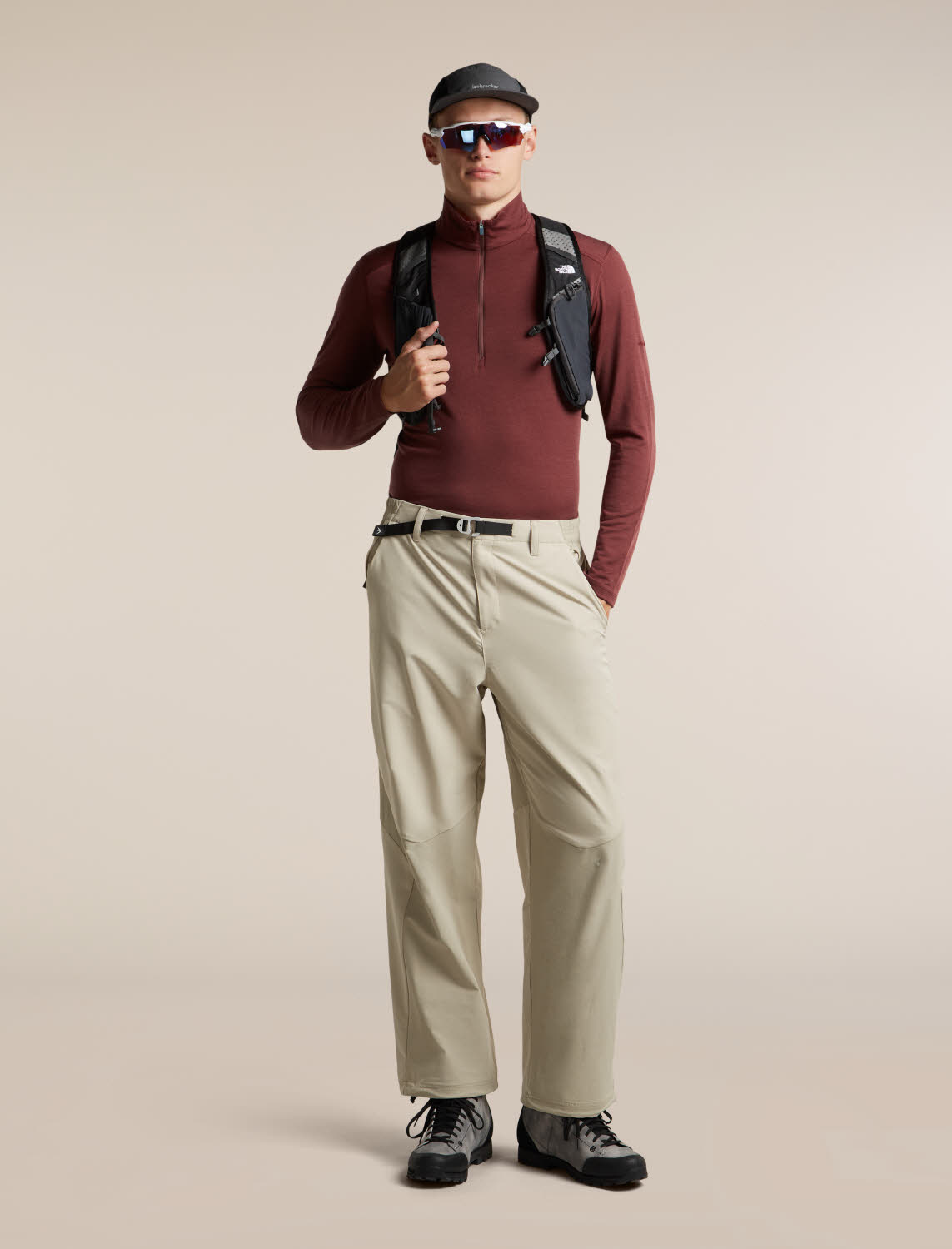 ICEBREAKER HE 200 Oasis LS Half Zip Herren SKirolli rot/port