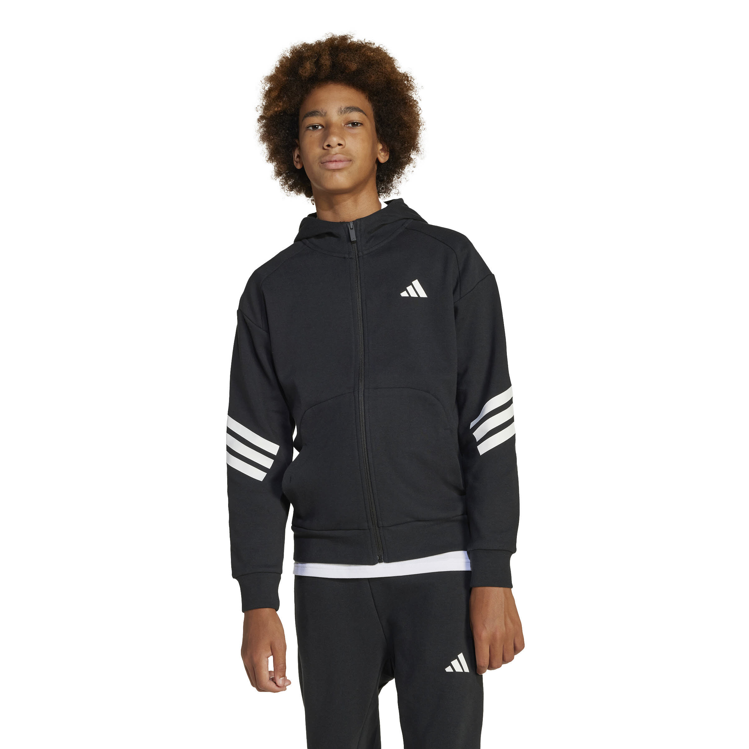 adidas Future Icons 3-Streifen Kids Kapuzenjacke Kinder schwarz