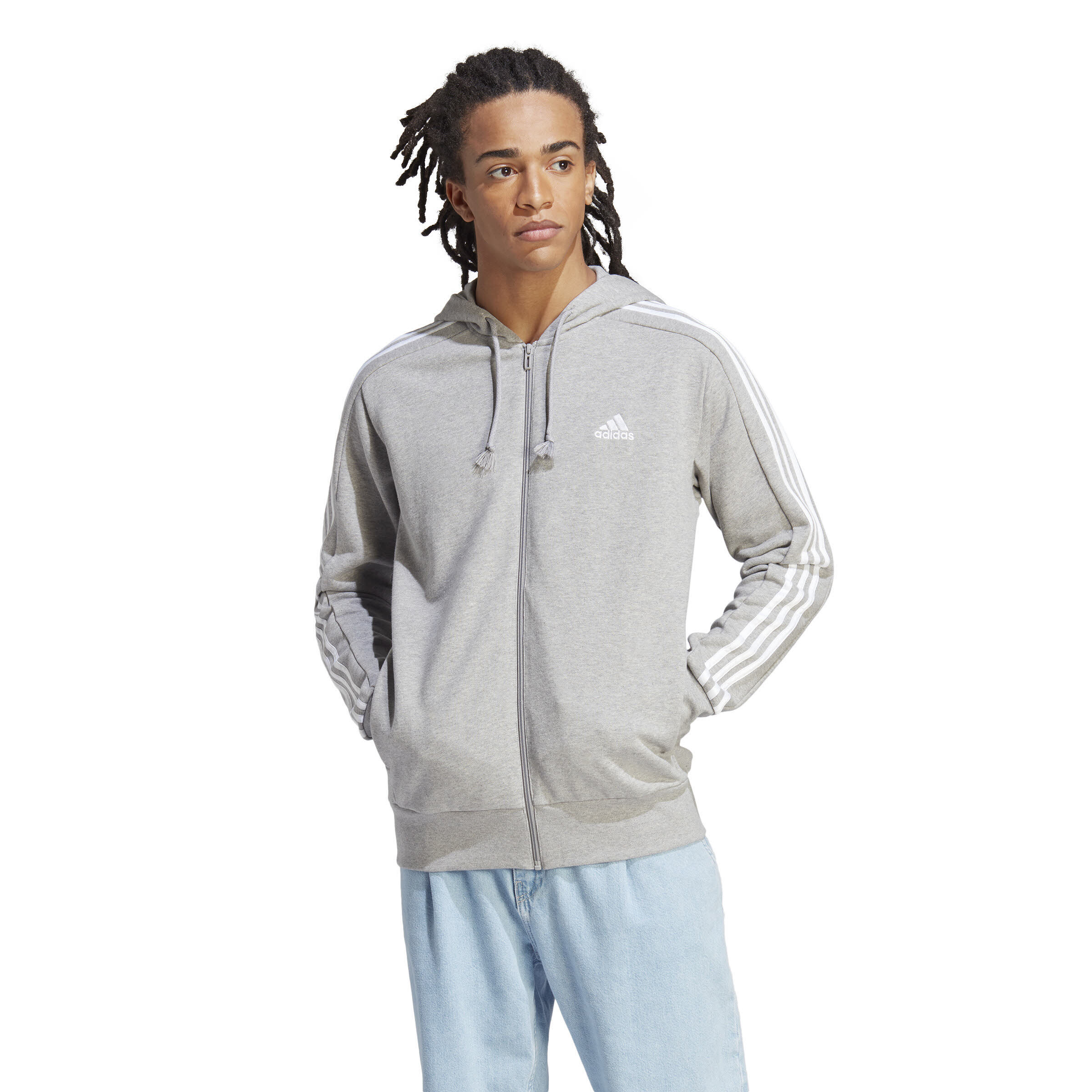 adidas HE 3S FT FZ HD Herren Kapuzenjacke Trainingsweste grau