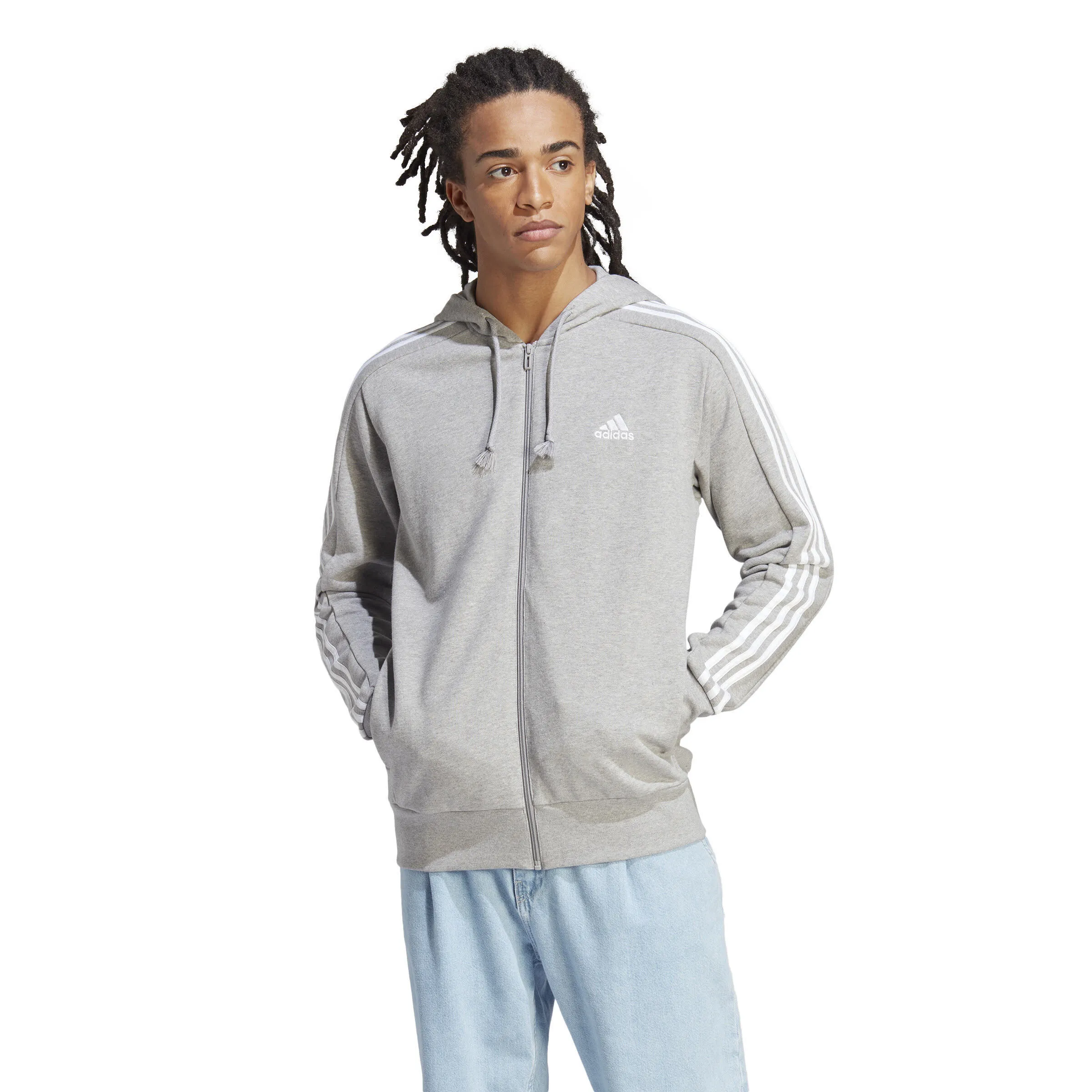 adidas HE 3S FT FZ HD Herren Kapuzenjacke Trainingsweste grau