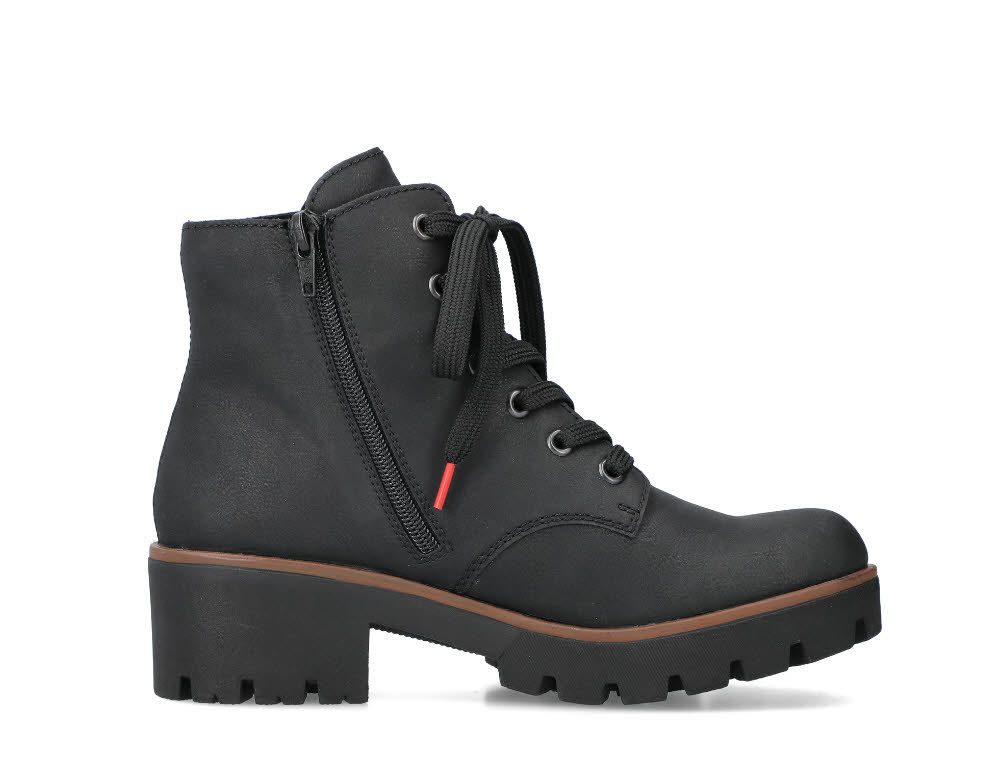 Rieker Damen Stiefelette Boots Schnürer gefüttert schwarz