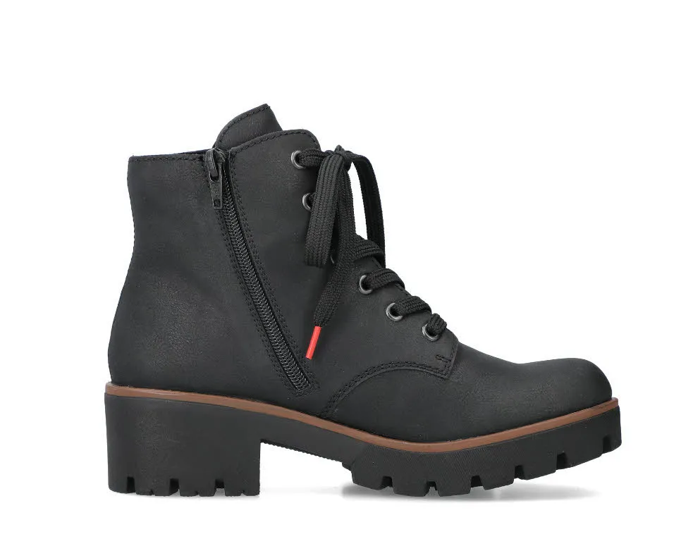 Rieker Damen Stiefelette Boots Schnürer gefüttert schwarz