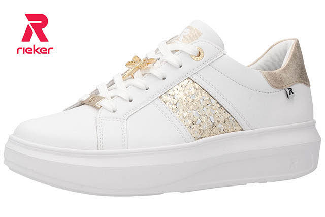 Rieker Damen Halbschuhe Sneaker weiß gold