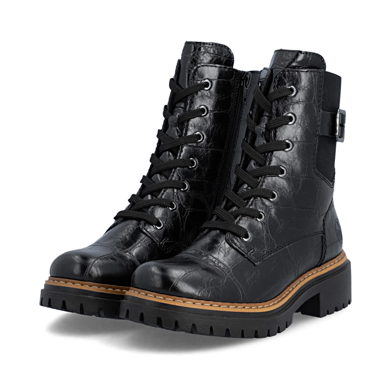 Rieker HWK Damen Stiefel Damen Modestiefel Biker Boots schwarz