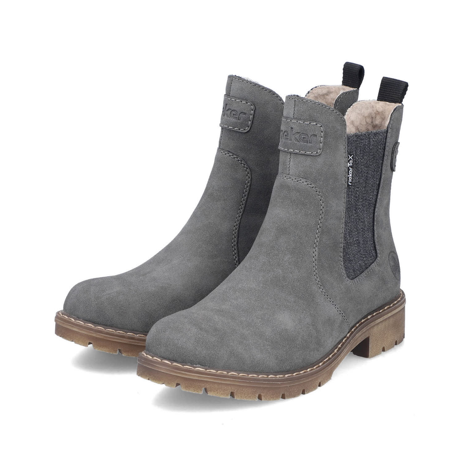 Rieker Chelsea Boots Damen Winterstiefel Modestiefel grau