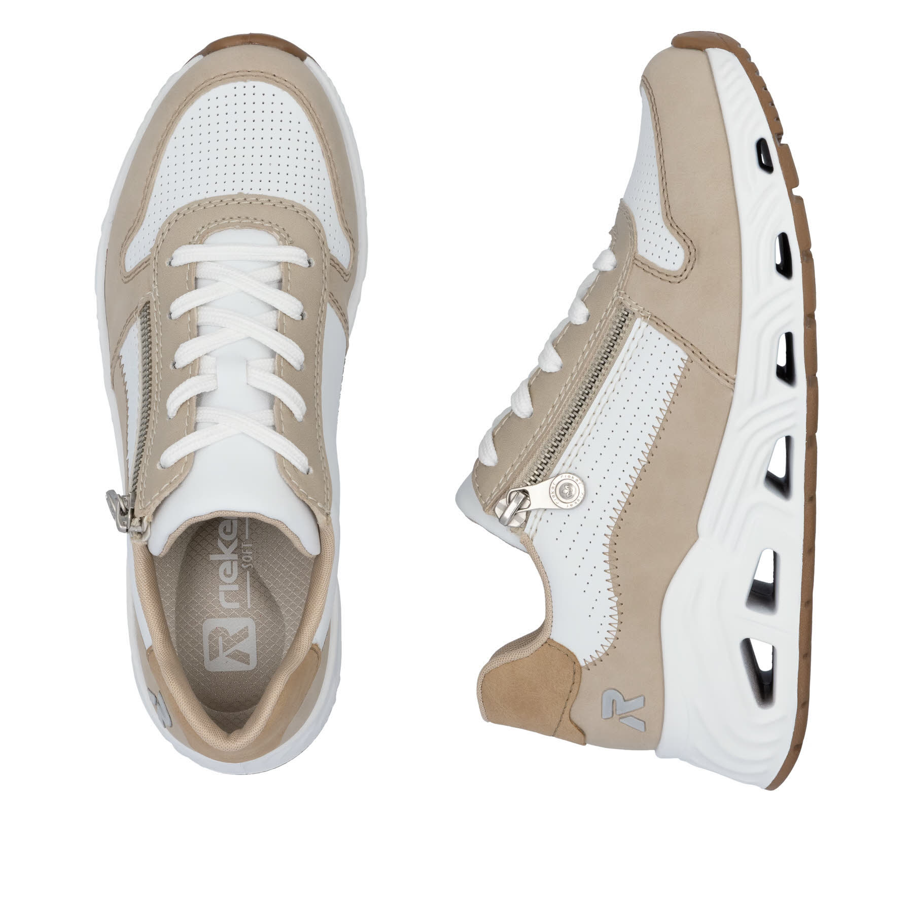 Rieker Damen Halbschuhe Sneaker weiß beige