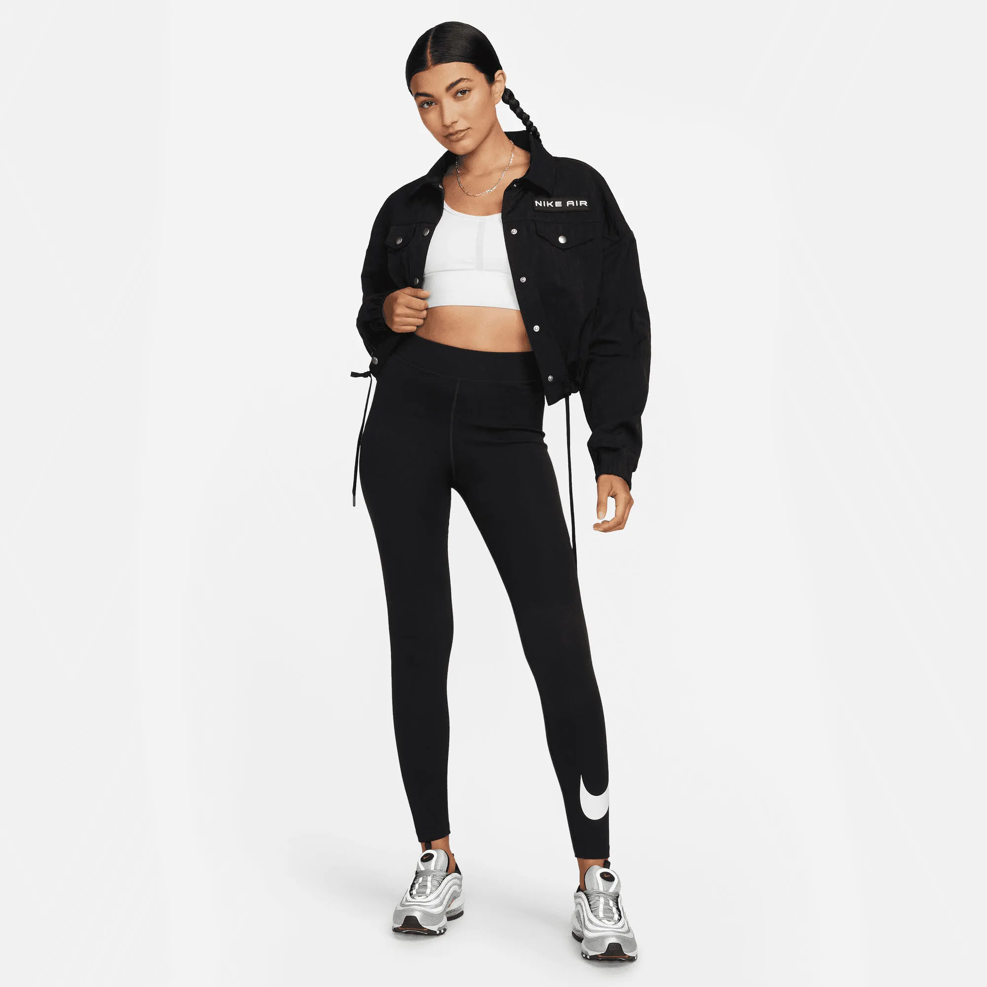 Nike Sportswear Classics High-Waisted Graphic Tights Sportleggings Damen schwarz