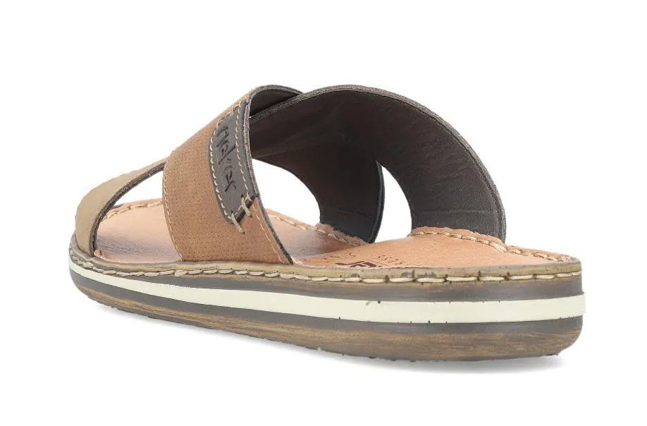 Rieker FSK Herren Sandalen Pantoletten terra/nuss/moro