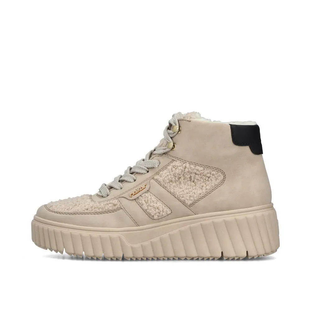 Rieker Sneaker High Damen Halbschuhe Freizeitschuhe gefüttert beige