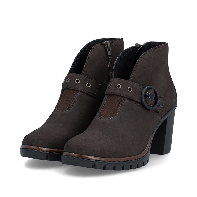 Rieker Damen Stiefeletten Slipper braun