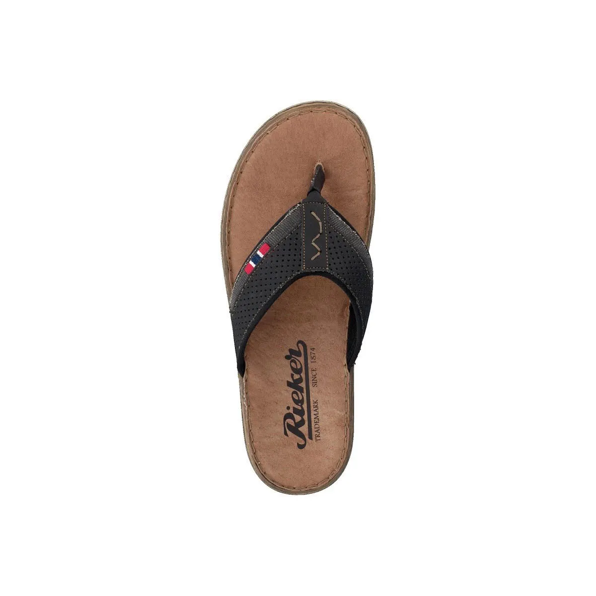 Rieker Pantolette Herren Flip Flop Zehensteg Schwarz Anthrazit NEU